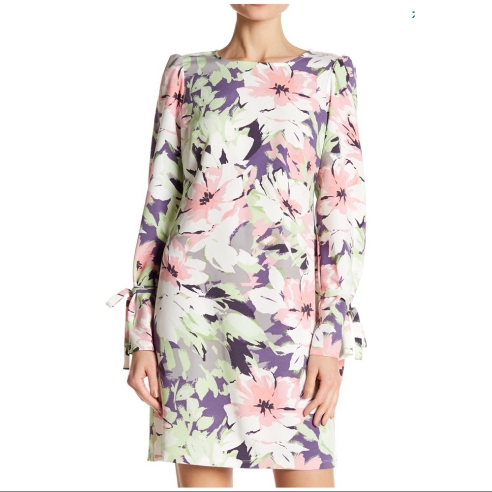 Nine West Long Sleeve Puff Printed T-Shirt Dress - Picture 2 of 8